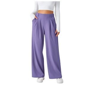 Halara Flex Waffle Knit High Waist Wide Leg Purple Pants Women's L